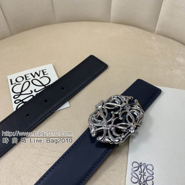 LOEWE女士皮帶 羅意威經典銅扣手掌紋雙面牛皮腰帶  jjp1807